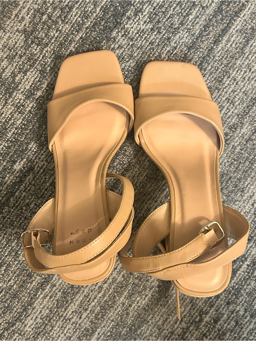 a new day Beige Strappy Square-Toe Heeled Sandals